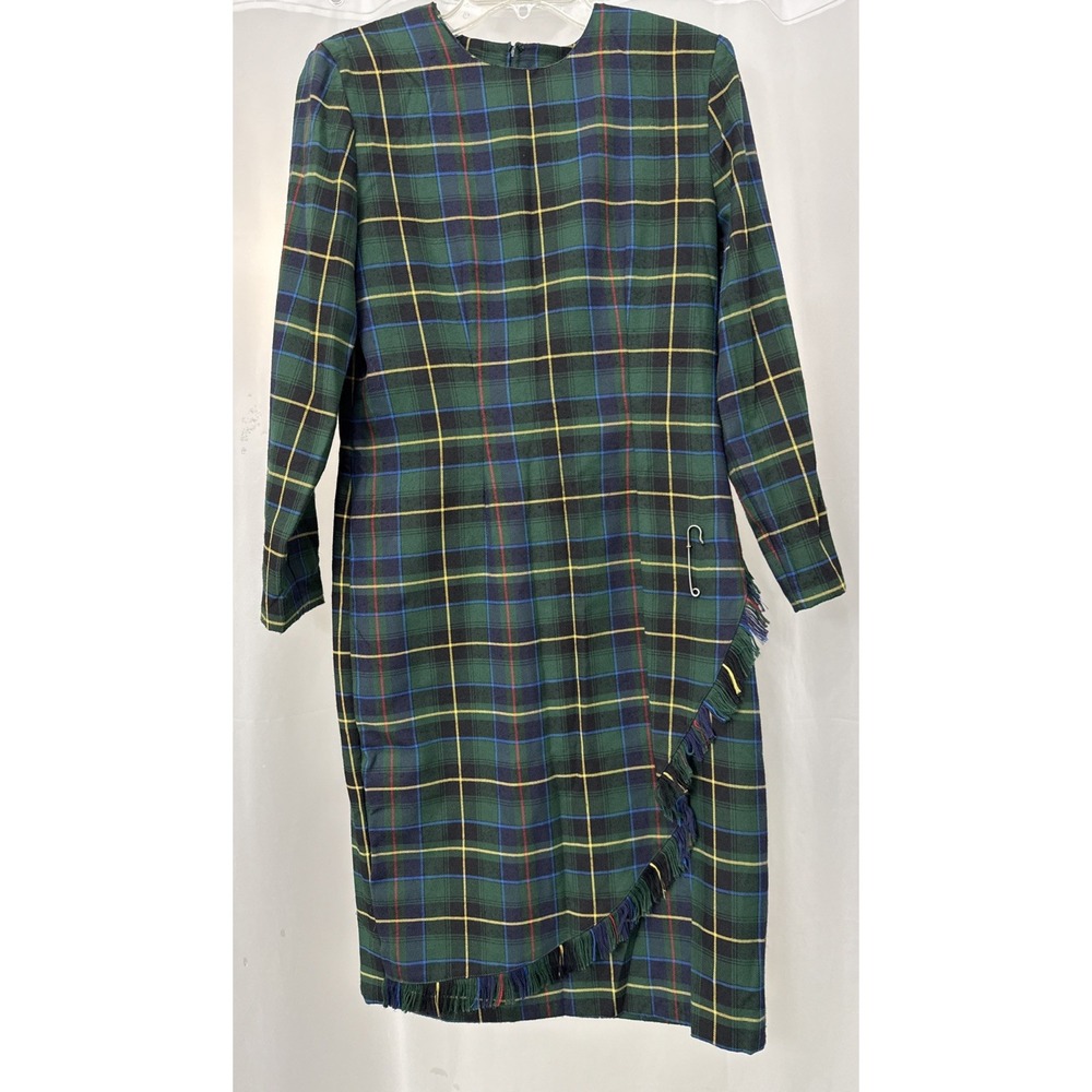 Vintage MHM Melissa Harper Dress 90's‎ Plaid Modest Scottish Pin Size 8